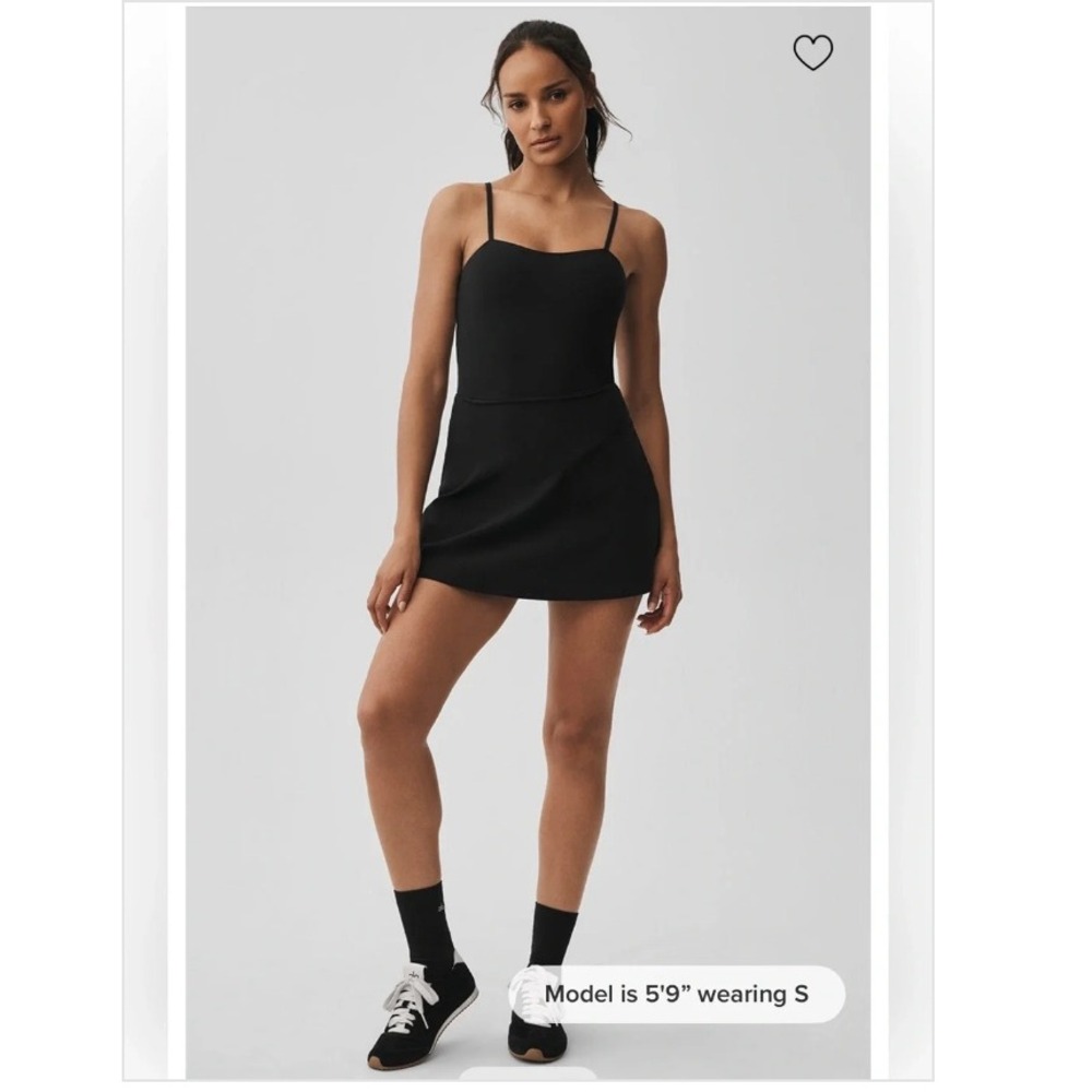 Alo Yoga Courtside Tennis Dress Black Active Mini Dress Built-in Shorts Small